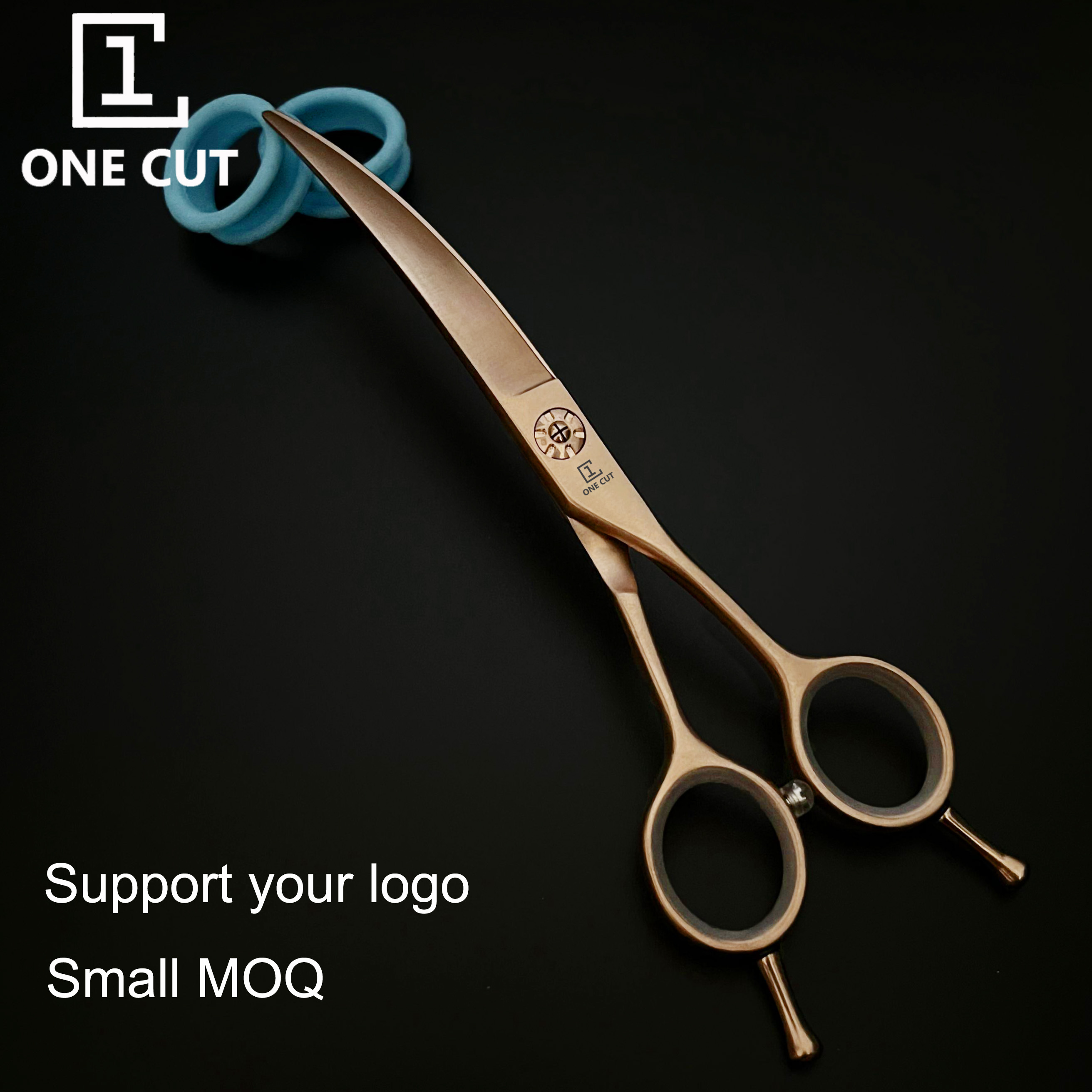 Rose Gold Curved Cutting Pet Grooming Scissors 6.5 Inch Matte Dog Pet Shear