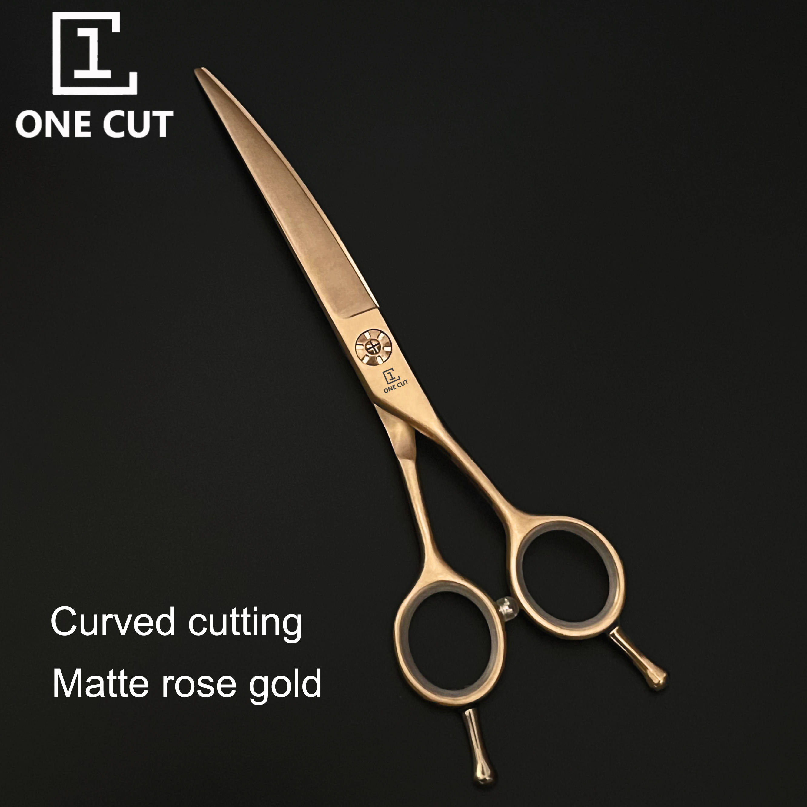 Rose Gold Curved Cutting Pet Grooming Scissors 6.5 Inch Matte Dog Pet Shear