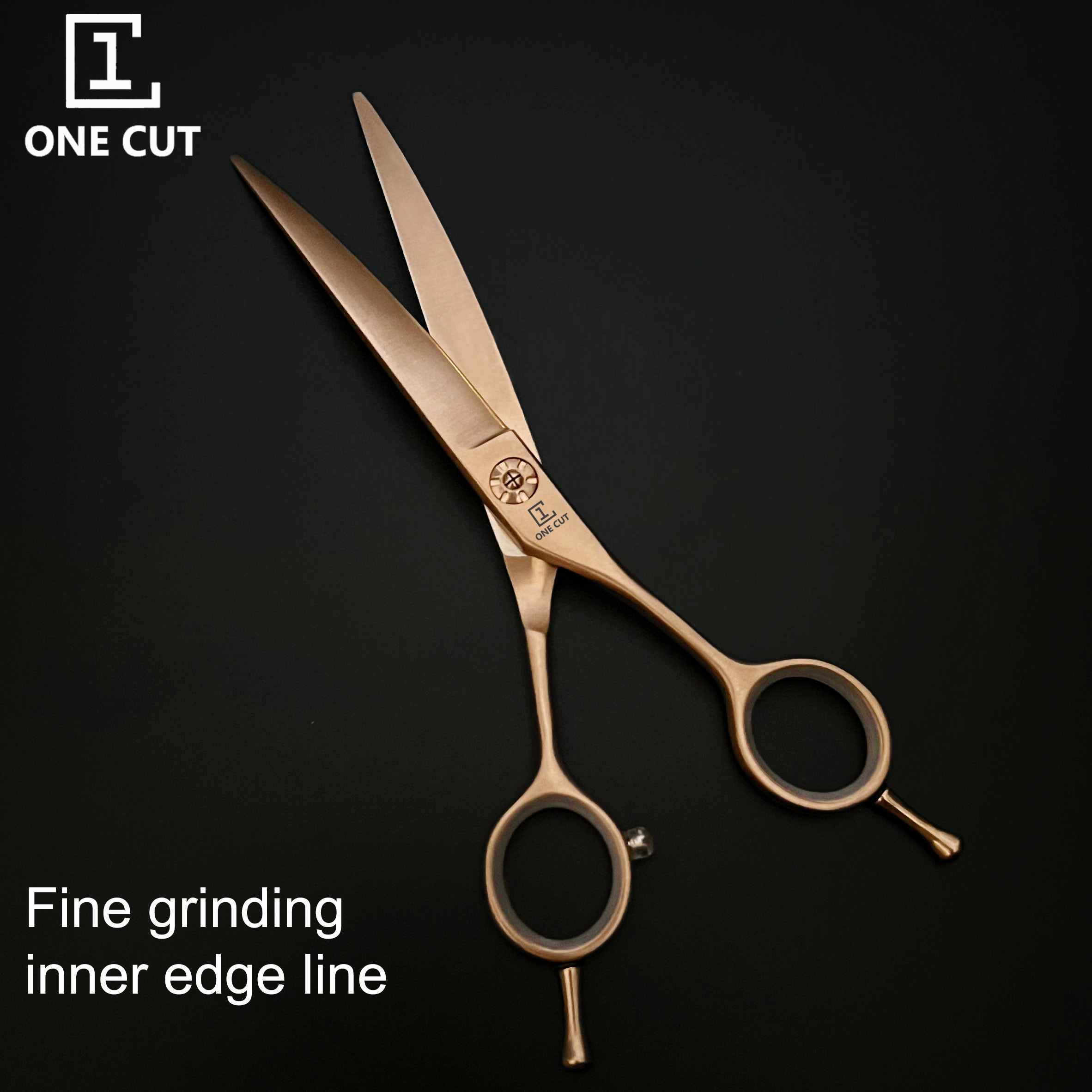Rose Gold Curved Cutting Pet Grooming Scissors 6.5 Inch Matte Dog Pet Shear