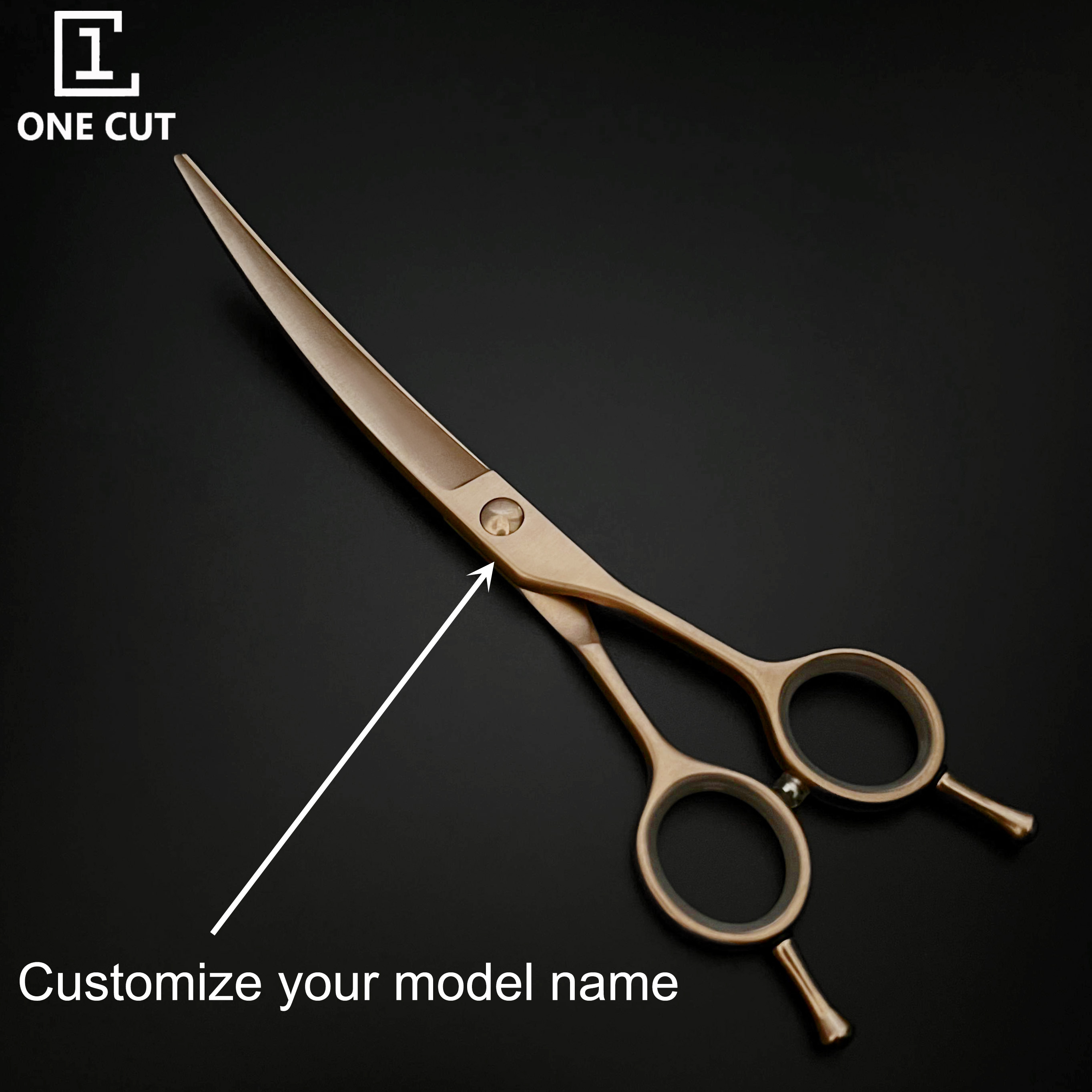 Rose Gold Curved Cutting Pet Grooming Scissors 6.5 Inch Matte Dog Pet Shear