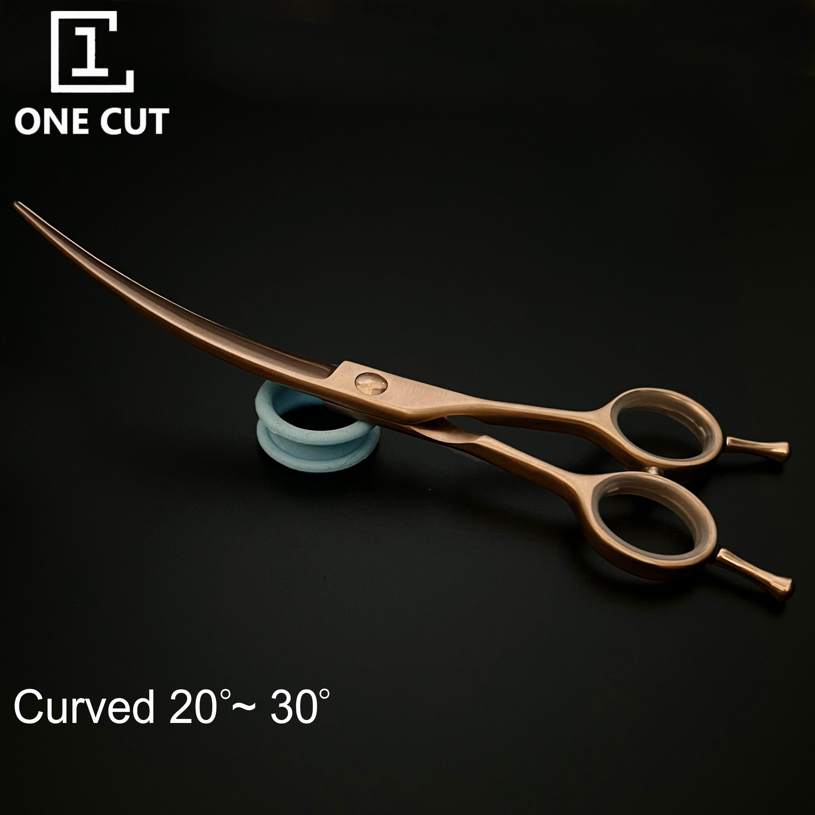 Rose Gold Curved Cutting Pet Grooming Scissors 6.5 Inch Matte Dog Pet Shear