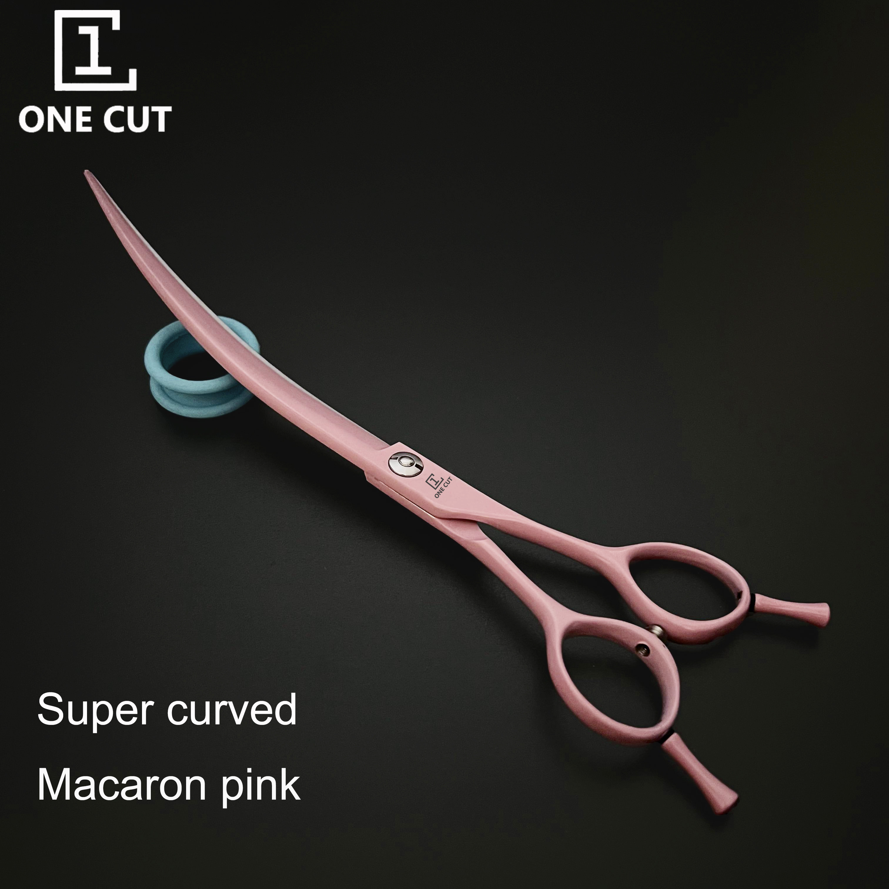 Macaron Pink 7.5 Inch Pet Shear Super Curved Cutting Pet Dog Grooming Scissors