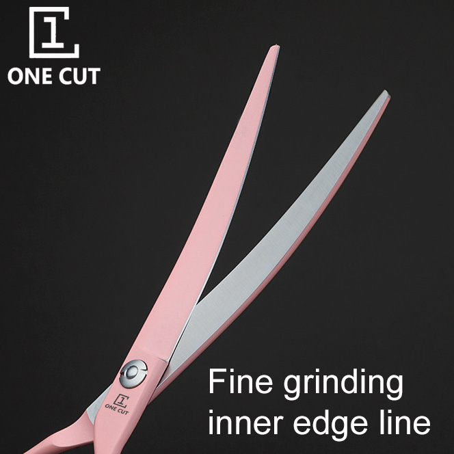 Macaron Pink 7.5 Inch Pet Shear Super Curved Cutting Pet Dog Grooming Scissors