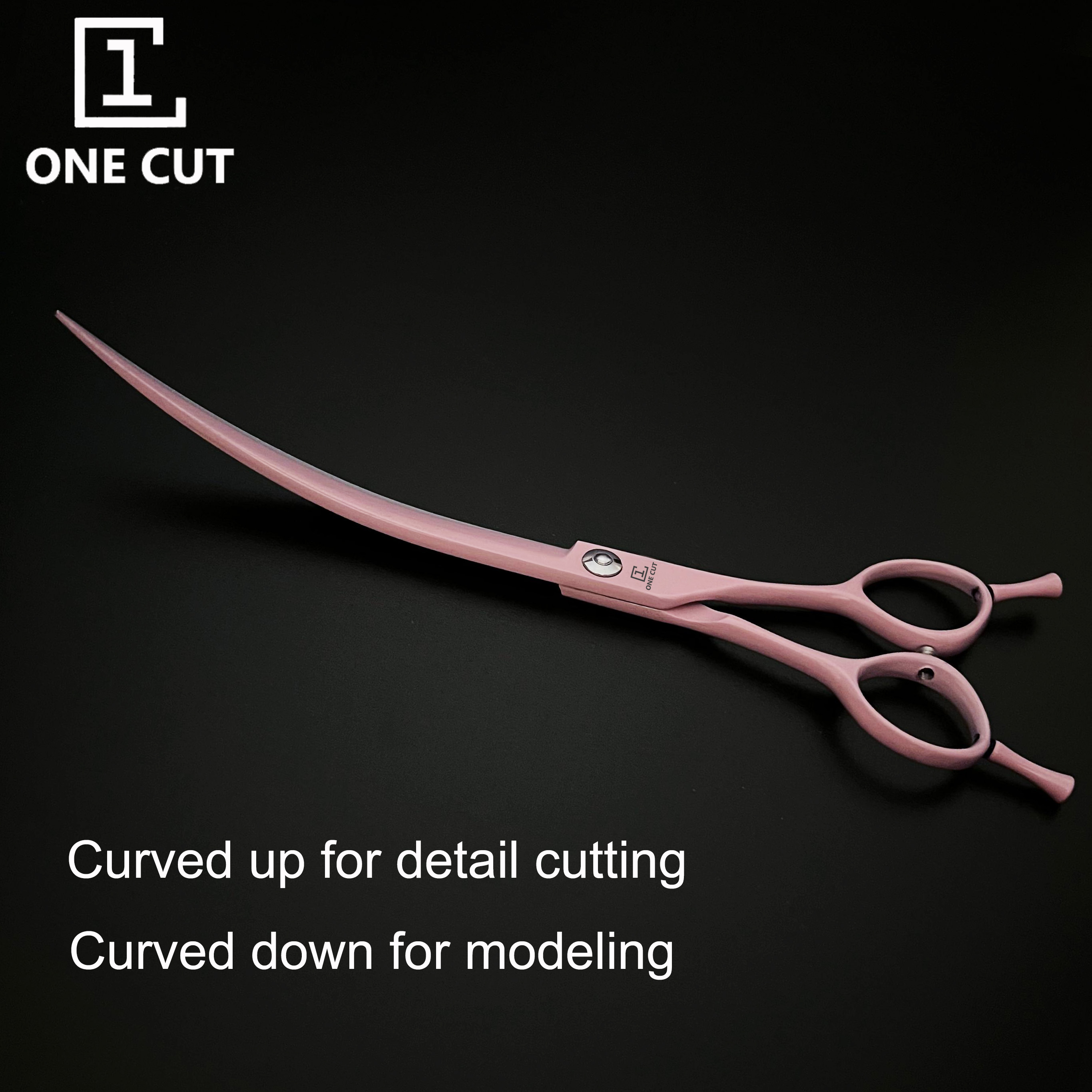 Macaron Pink 7.5 Inch Pet Shear Super Curved Cutting Pet Dog Grooming Scissors