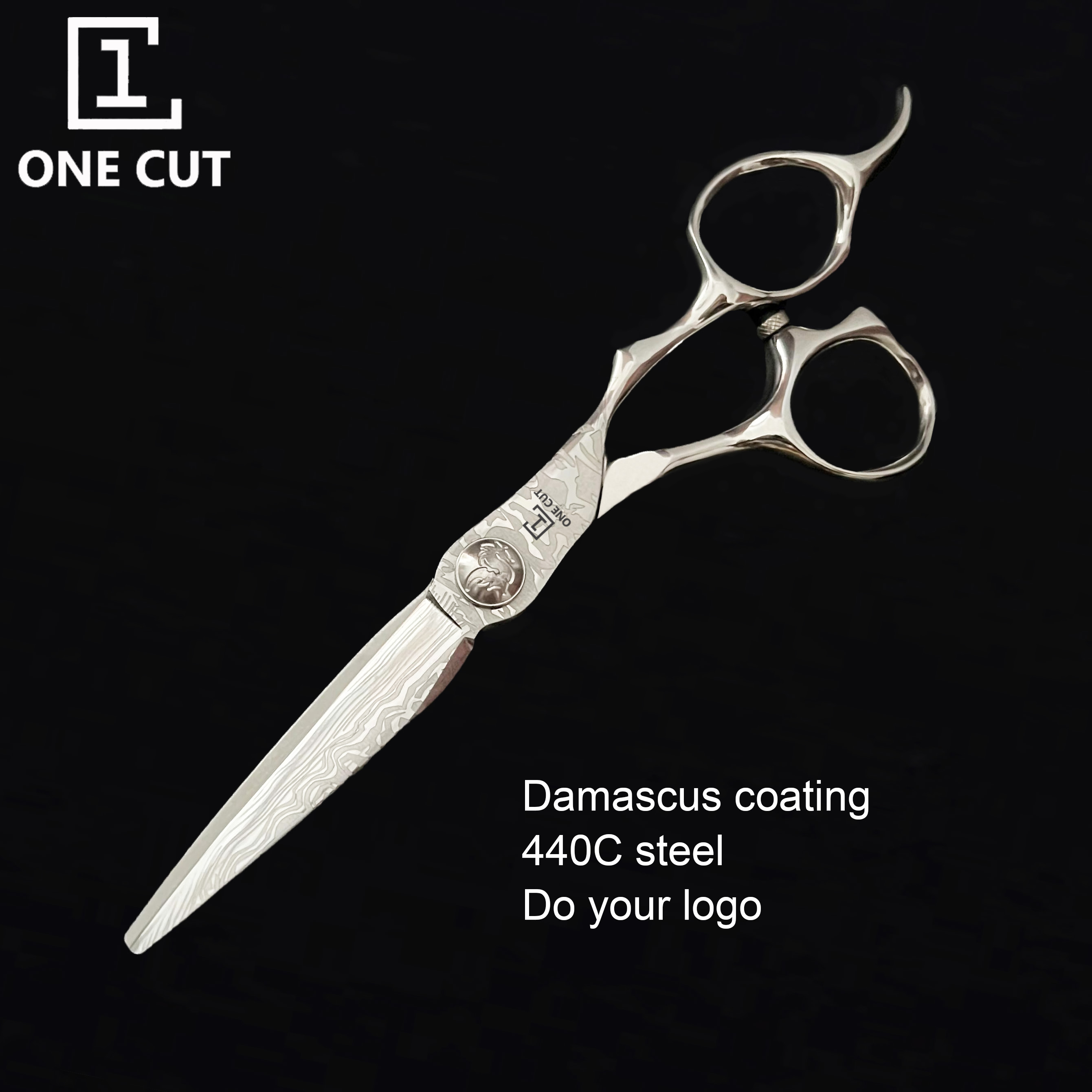 6 Inch Damascus Coated Professional Hair Scissors 440C Steel Barber Scissors