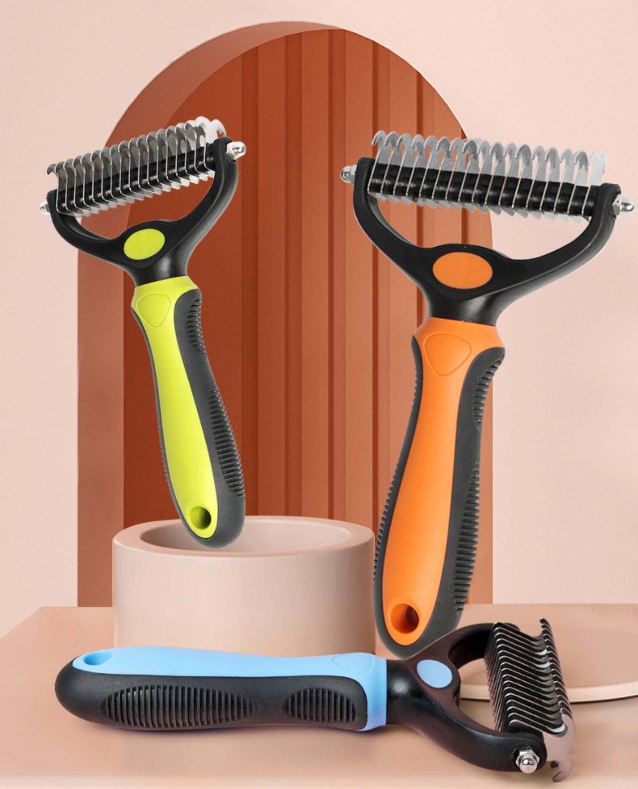 Professional Pet Hair Remover Brush Double Sides Shedding Brush Pet Grooming Deshedding Comb 